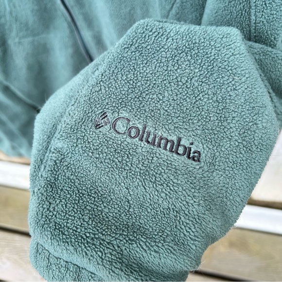 Columbia full zip front closure unlined cozy fleece sweater jacket forest green - Picture 6 of 13